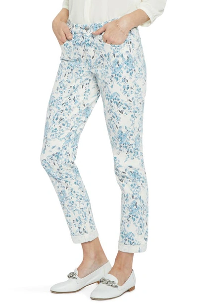 Shop Nydj Margot Cuffed Ankle Straight Leg Girlfriend Jeans In Frosted Willow Vanilla