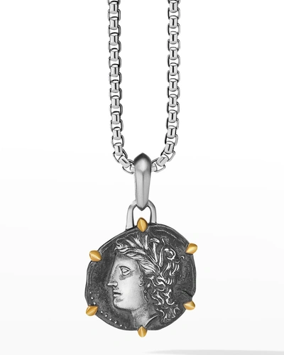 Shop David Yurman Men's Zodiac Pendant In Silver With 18k Gold, 33mm In Virgo
