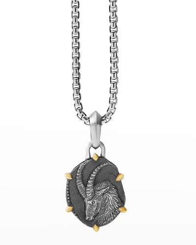 Shop David Yurman Men's Zodiac Pendant In Silver With 18k Gold, 33mm In Capricorn