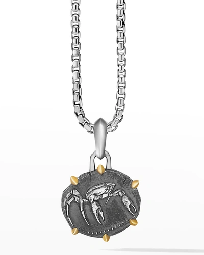 Shop David Yurman Men's Zodiac Pendant In Silver With 18k Gold, 33mm In Cancer