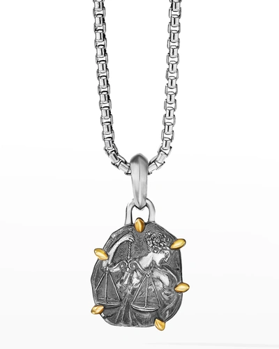 Shop David Yurman Men's Zodiac Pendant In Silver With 18k Gold, 33mm In Libra