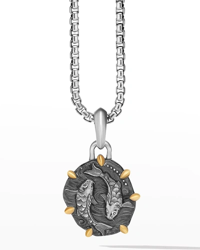 Shop David Yurman Men's Zodiac Pendant In Silver With 18k Gold, 33mm In Taurus
