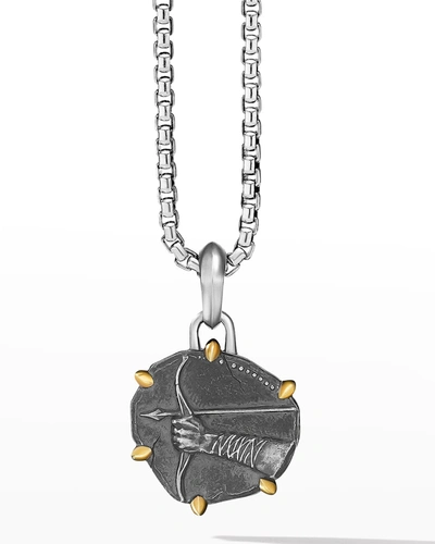 Shop David Yurman Men's Zodiac Pendant In Silver With 18k Gold, 33mm In Sagittarius