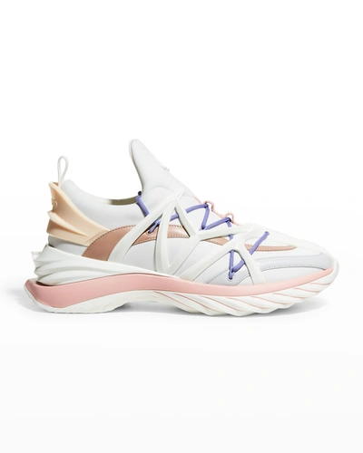 Shop Jimmy Choo Cosmos Runner Sneakers In Whte/ballet Pink