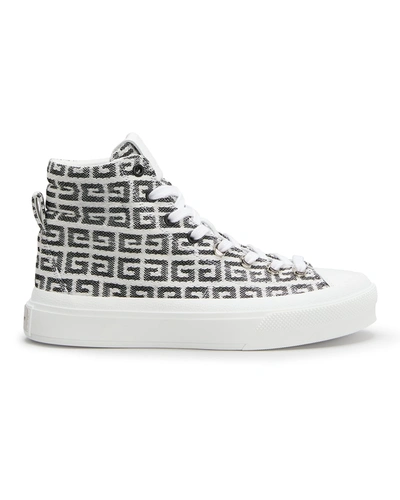 Shop Givenchy City 4g Jacquard High-top Sneakers In Black White