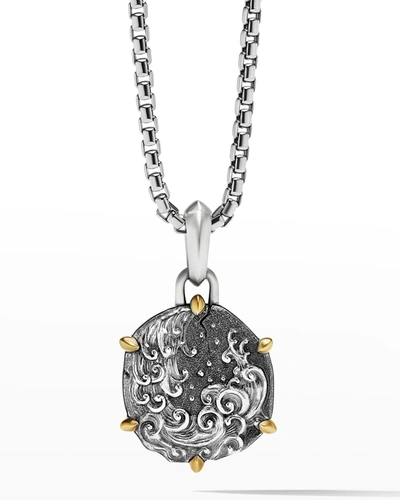 Shop David Yurman Men's Zodiac Pendant In Silver With 18k Gold, 33mm In Aquarius