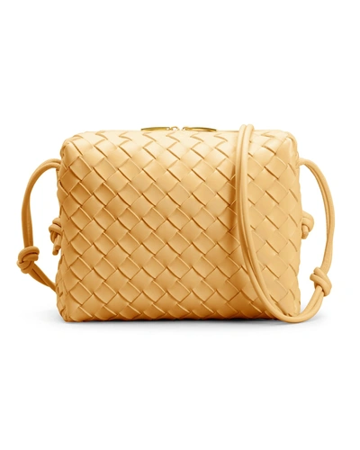 Shop Bottega Veneta Loop Small Intrecciato Napa Shoulder Bag In Almond