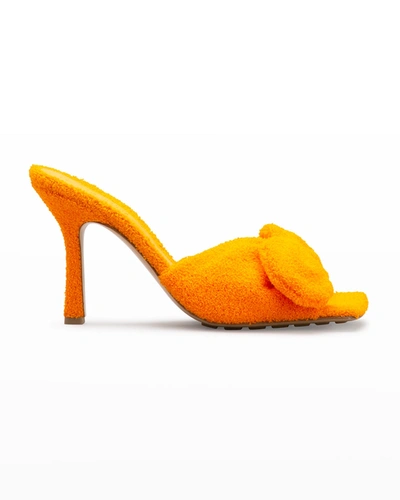 Shop Bottega Veneta Easy Towel Bow Mule Sandals In Tangerine