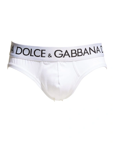 Shop Dolce & Gabbana Men's Midi Logo Briefs In Opt White