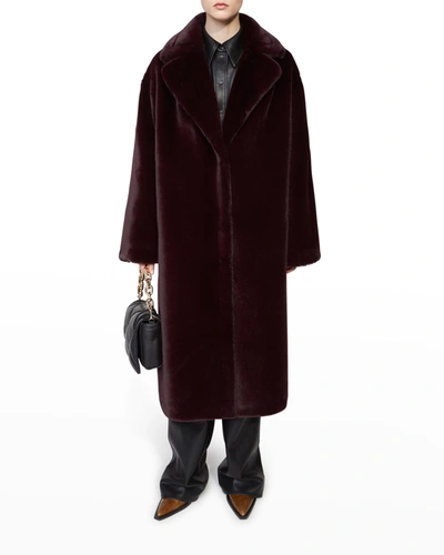 Shop Stand Studio Camille Faux-fur Cocoon Coat In Dark Burgundy