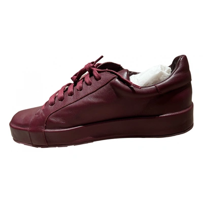 Pre-owned Jil Sander Leather Trainers In Burgundy