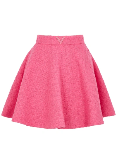 Shop Valentino Vgold Pink Bouclé Tweed Mini Skirt