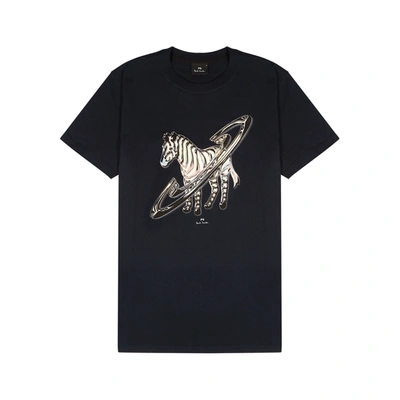 Shop Ps By Paul Smith Navy Printed Cotton T-shirt