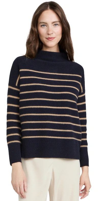 Shop Vince Breton Stripe Cashmere Sweater Coastal/dune
