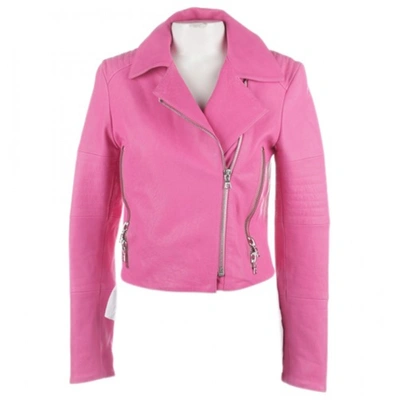 Pre-owned J Brand Leather Biker Jacket In Pink
