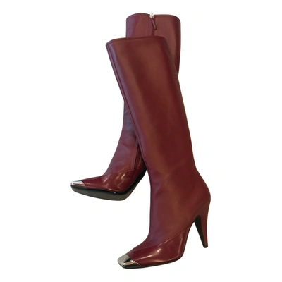 Pre-owned Emilio Pucci Leather Boots In Burgundy