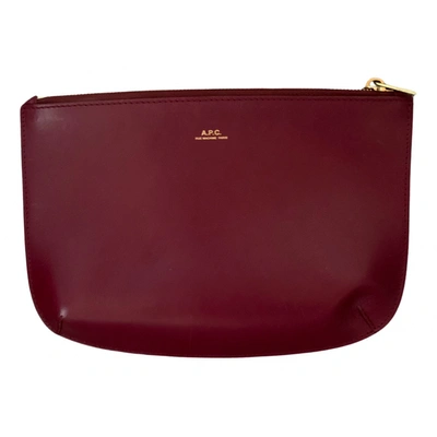 Pre-owned Apc Leather Clutch In Burgundy