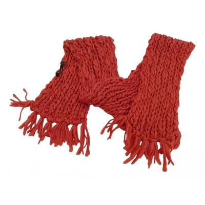 Pre-owned Dkny Wool Scarf In Orange