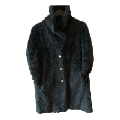 Pre-owned Claudie Pierlot Faux Fur Coat In Blue