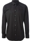 Dolce & Gabbana Black Shirt With Pointed Collar And Logo Detail