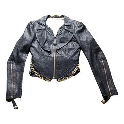 Pre-owned Temperley London Leather Jacket In Navy