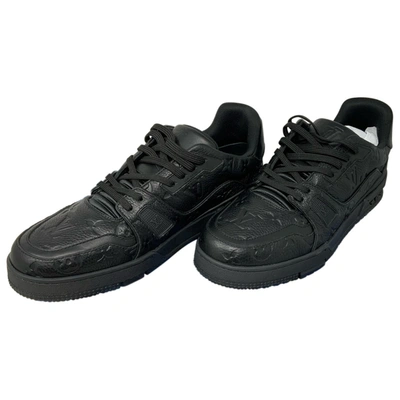 Pre-owned Louis Vuitton Lv Trainer Leather Low Trainers In Black
