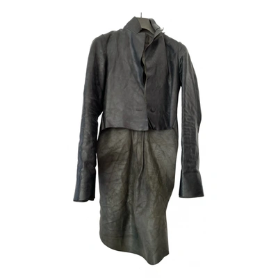 Pre-owned Ma+ Leather Coat In Grey