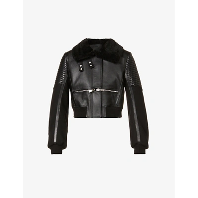 Shop Givenchy Shearling-trim Leather Jacket In Black