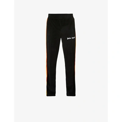 Shop Palm Angels Track Rainbow-stripe Cotton-blend Chenille Jogging Bottoms In Black White