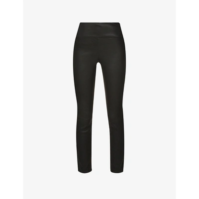 Shop Theory High-rise Leather Leggings In Black