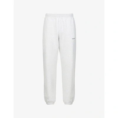Shop Off-white Diagonal-print Relaxed-fit Cotton-jersey Jogging Bottoms In Grey Melange