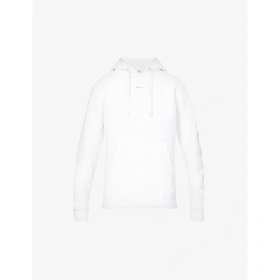 Shop Sandro Men's White Logo-embroidered Organic Cotton-jersey Hoody In Naturels