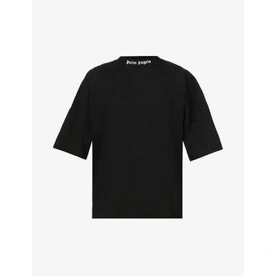 Shop Palm Angels Logo-print Oversized Cotton-jersey T-shirt In Black White