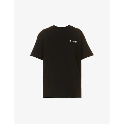 Shop Off-white Swimming Man Branded Cotton-jersey T-shirt In Black
