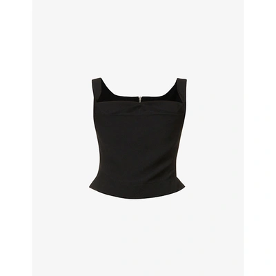 Shop Miaou Imogene Stretch-woven Corset Top In Black
