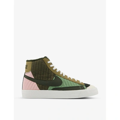 Shop Nike Blazer 77 Quilted Canvas High-top Trainers In Sequoia Med Olive Brown