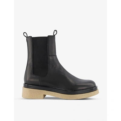 Shop Dune Women's Black-leather Puro Crepe-soled Leather Chelsea Boots
