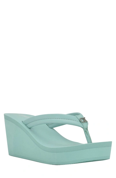 Shop Calvin Klein Robyn Wedge Flip-flop Sandal In Emerald