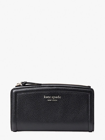 Shop Kate Spade Knott Zip Slim Wallet In Black