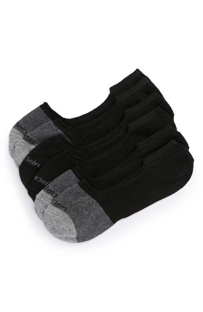 Shop Calvin Klein 3-pack No-show Socks In Black/ Charcoal Heather