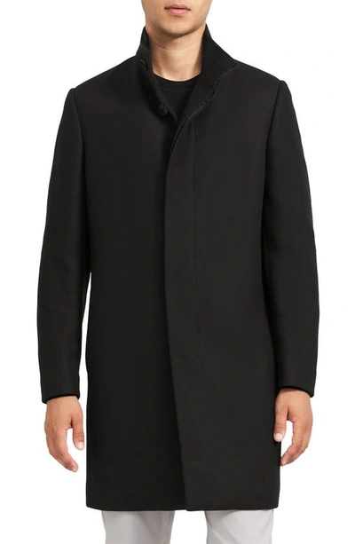 Shop Theory Belvin Modus Melton Wool Blend Jacket In Black