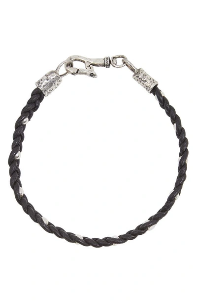 John Varvatos Leather & Sterling Silver Bracelet In Silver