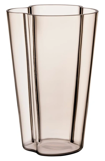 Shop Iittala Alvar Aalto Glass Vase In Ecru