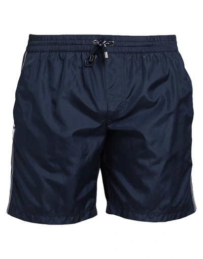 Shop Dolce & Gabbana Beachwear Man Swim Trunks Midnight Blue Size 38 Polyester