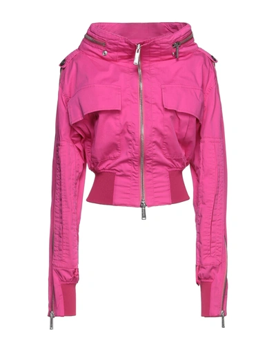 Shop Dsquared2 Woman Jacket Fuchsia Size 2 Cotton, Elastane In Pink