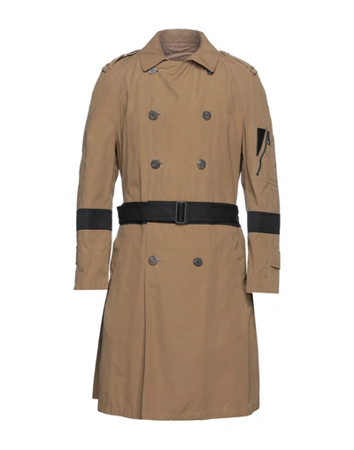 Shop Neil Barrett Man Overcoat & Trench Coat Camel Size 36 Cotton, Polyester In Beige