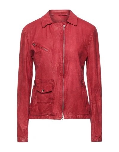 Shop Salvatore Santoro Woman Jacket Red Size 8 Ovine Leather