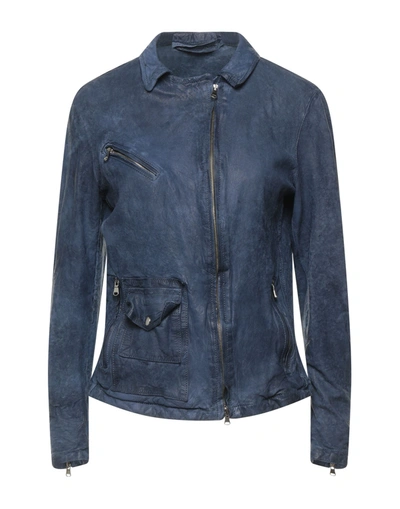 Shop Salvatore Santoro Woman Jacket Blue Size 6 Ovine Leather