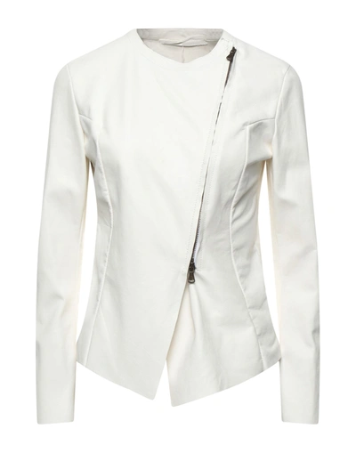 Shop Salvatore Santoro Woman Jacket Ivory Size 6 Ovine Leather In White