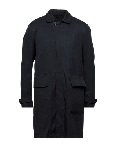 Shop Montedoro Overcoats In Dark Blue